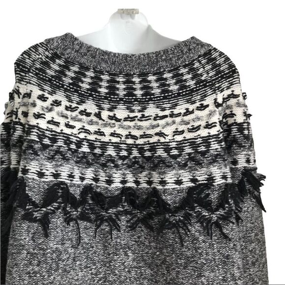 Vince Camuto Fairisle Fringe Crewneck Pullover Sweater Large - Picture 11 of 13